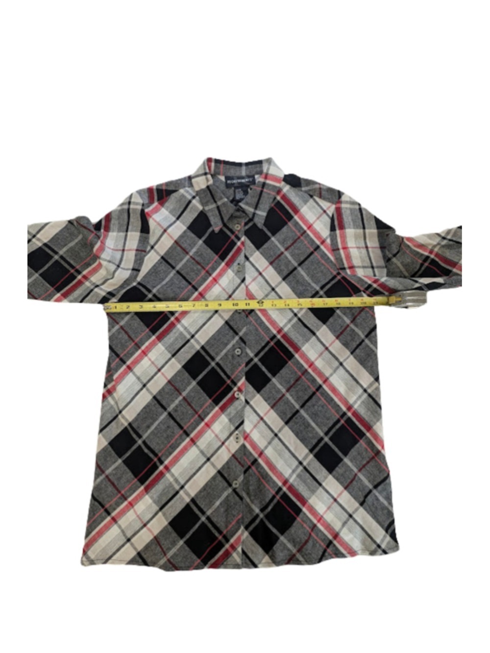 Linen Blend Plaid Requirements Womens Shirt M Grunge Academia Cabincore Y2K - Picture 7 of 9
